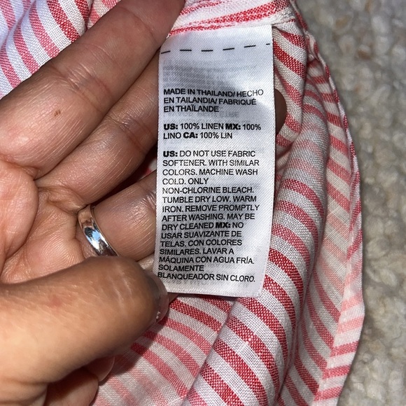 Chico's Linen Ombre Stripe Floral Accent No Iron Shirt FreshChic Blouse 2 12/14 - Picture 9 of 10